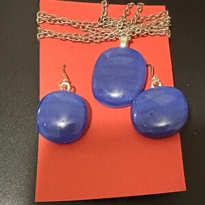 Blue Stone Necklace and Earring Set
